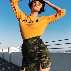Forever 21 Camo Lace Up Mini Skirt